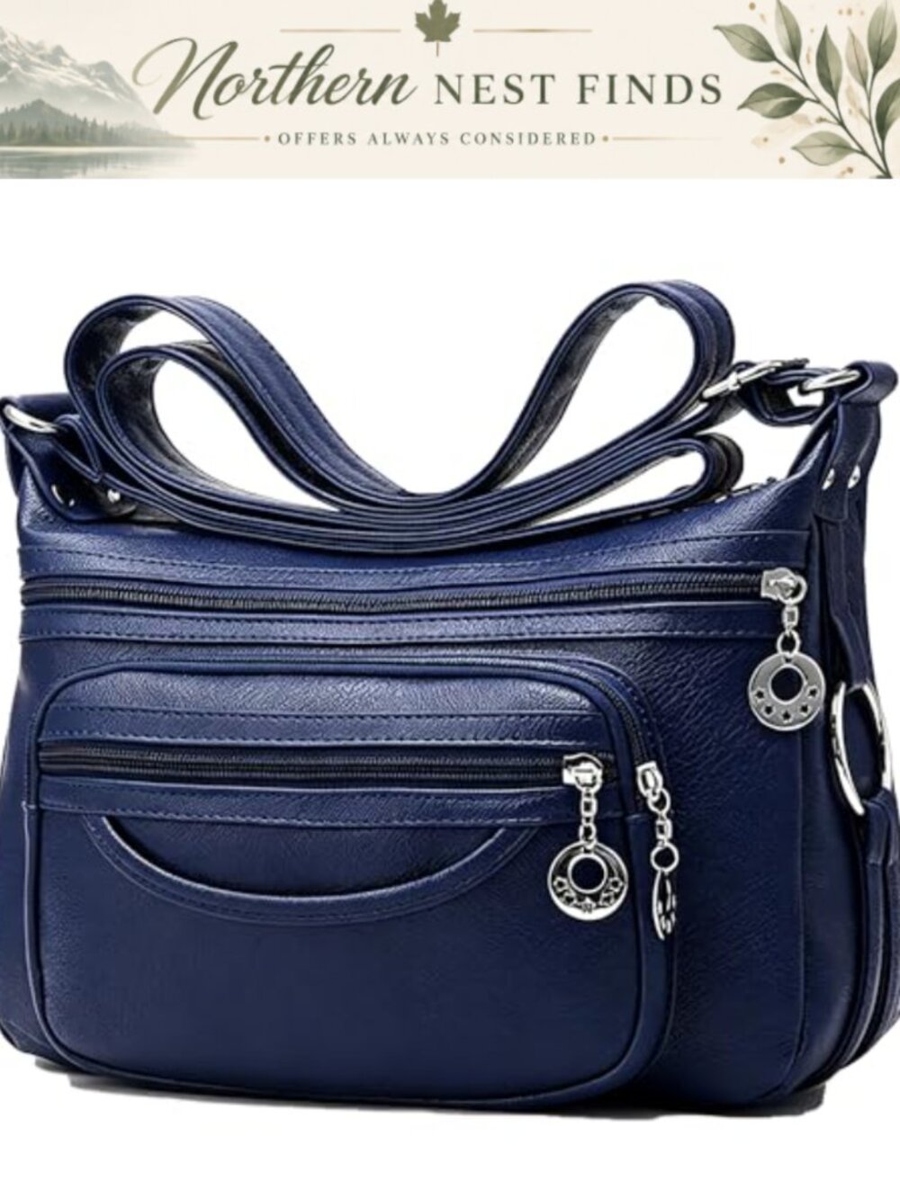 PU Leather Crossbody Purse Multi-Pocket Waterproof Shoulder Bag